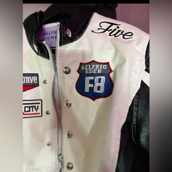 Aelfric Eden Womens Leather Jacket Cropped Motorcycle Biker Bomber Racing Jacket - Picture 7 of 10